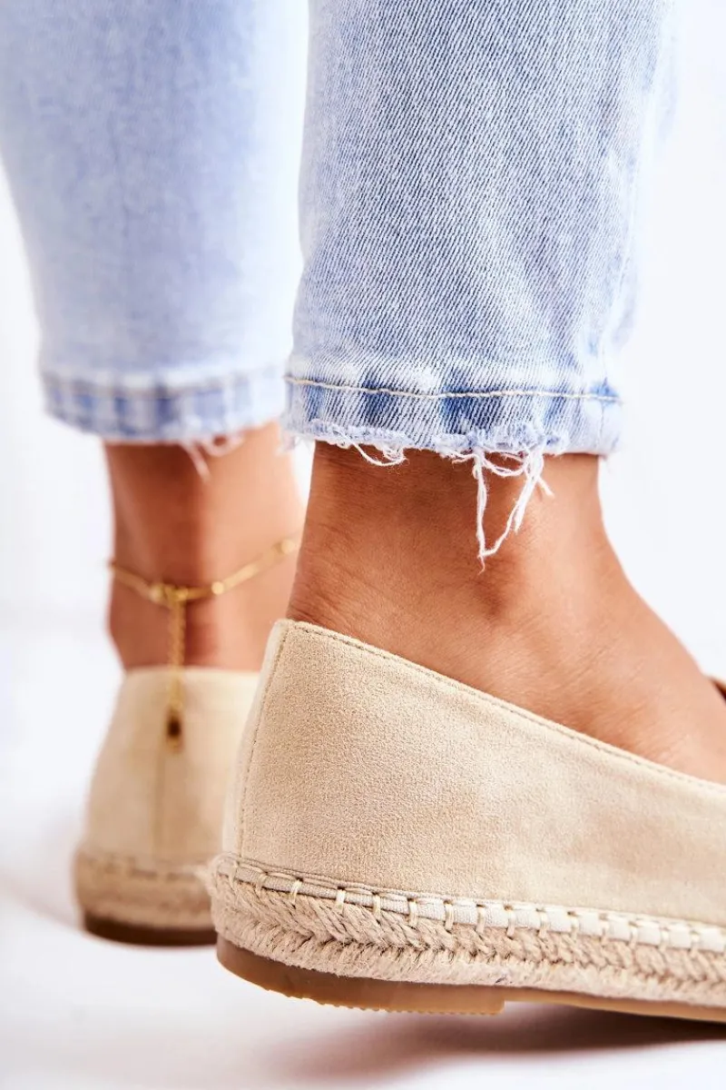 Czarne Espadryle>Damskie buty S.Barski Klasyczne Wsuwane Damskie Espadryle Beżowe Oresa