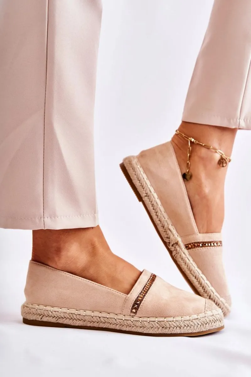 Outlet Klasyczne Wsuwane Damskie Espadryle Beżowe Cersei Damskie Czarne Espadryle