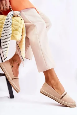 Outlet Klasyczne Wsuwane Damskie Espadryle Beżowe Cersei Damskie Czarne Espadryle