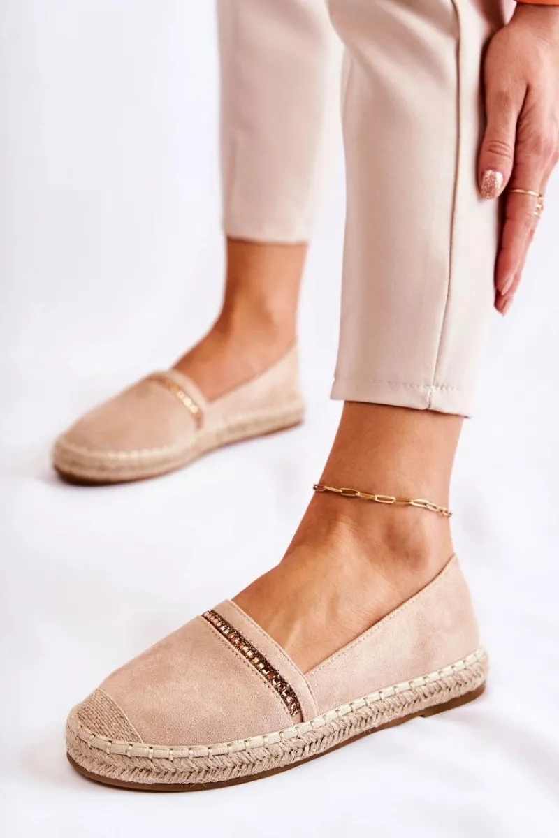 Outlet Klasyczne Wsuwane Damskie Espadryle Beżowe Cersei Damskie Czarne Espadryle