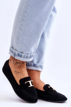 New Klasyczne Wsuwane Mokasyny Czarne Carly Damskie Loafersy Damskie|Mokasyny Damskie Zamszowe
