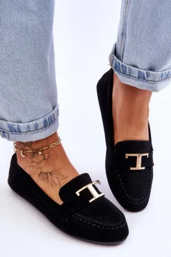 New Klasyczne Wsuwane Mokasyny Czarne Carly Damskie Loafersy Damskie|Mokasyny Damskie Zamszowe