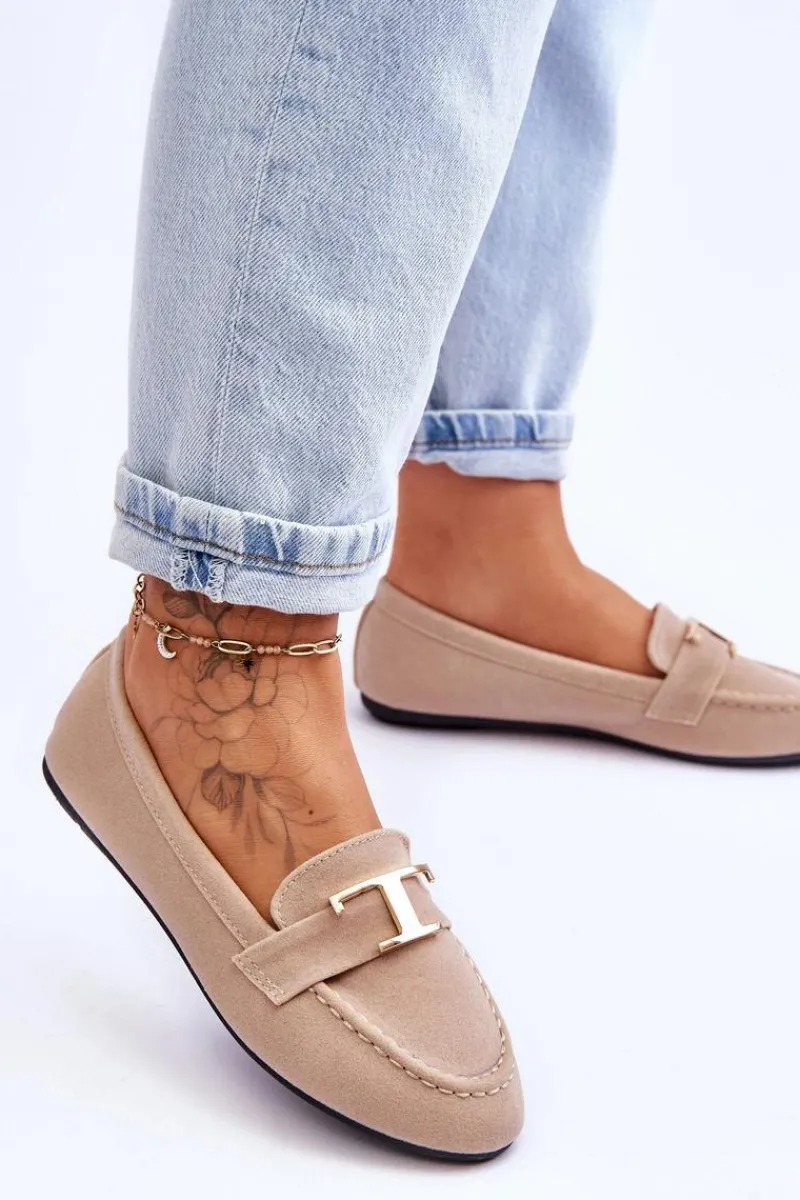 Online Klasyczne Wsuwane Mokasyny Jasnobeżowe Carly Damskie Mokasyny Damskie Zamszowe