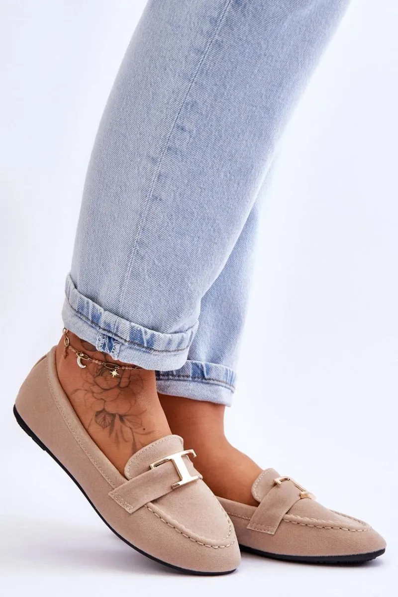 Online Klasyczne Wsuwane Mokasyny Jasnobeżowe Carly Damskie Mokasyny Damskie Zamszowe