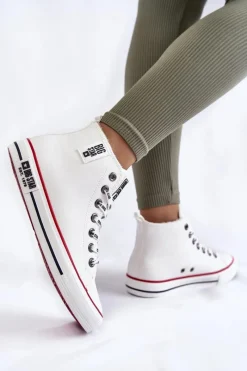 Discount Big Star Shoes Klasyczne Wysokie Ocieplane Trampki Big Star KK274597 Białe