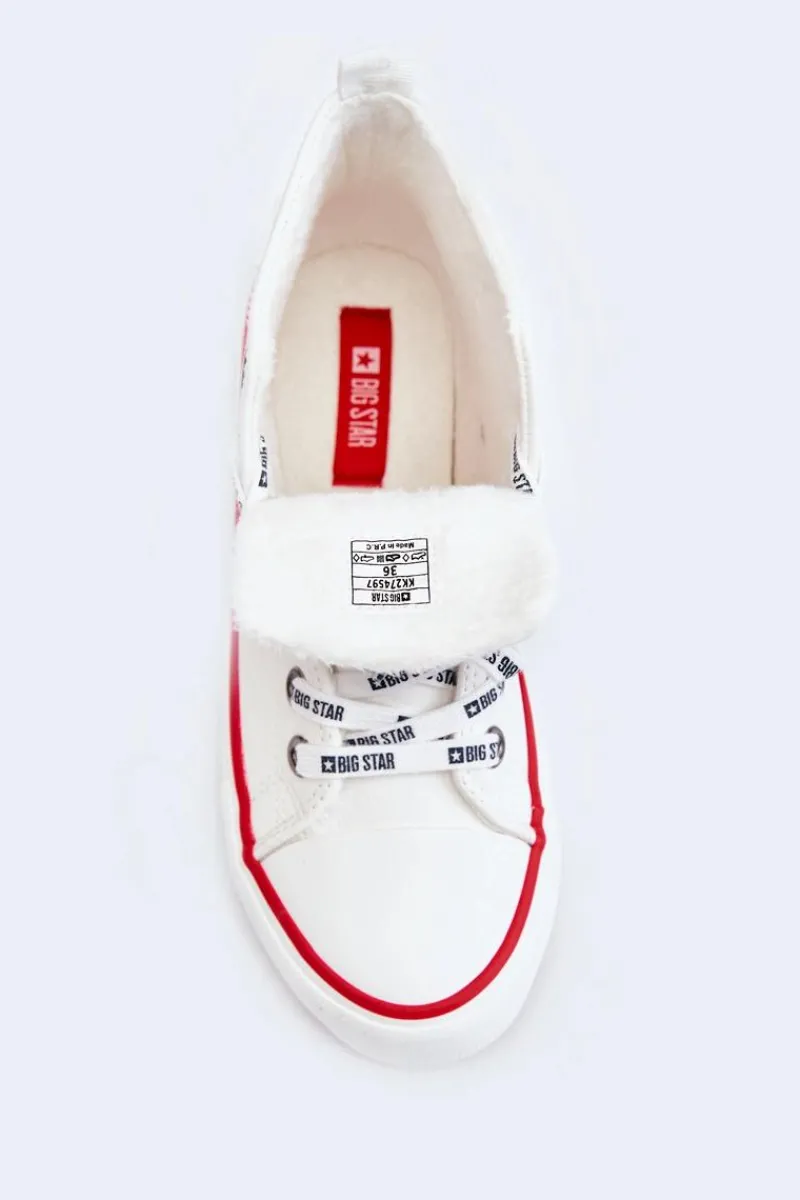 Discount Big Star Shoes Klasyczne Wysokie Ocieplane Trampki Big Star KK274597 Białe