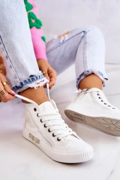 Trampki Damskie Big Star|Trampki Damskie Wysokie>Big Star Shoes Klasyczne Wysokie Trampki Big Star JJ274379 Białe