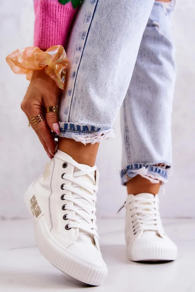 Trampki Damskie Big Star|Trampki Damskie Wysokie>Big Star Shoes Klasyczne Wysokie Trampki Big Star JJ274379 Białe