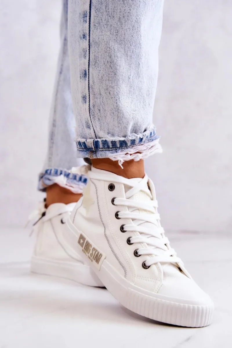 Trampki Damskie Big Star|Trampki Damskie Wysokie>Big Star Shoes Klasyczne Wysokie Trampki Big Star JJ274379 Białe