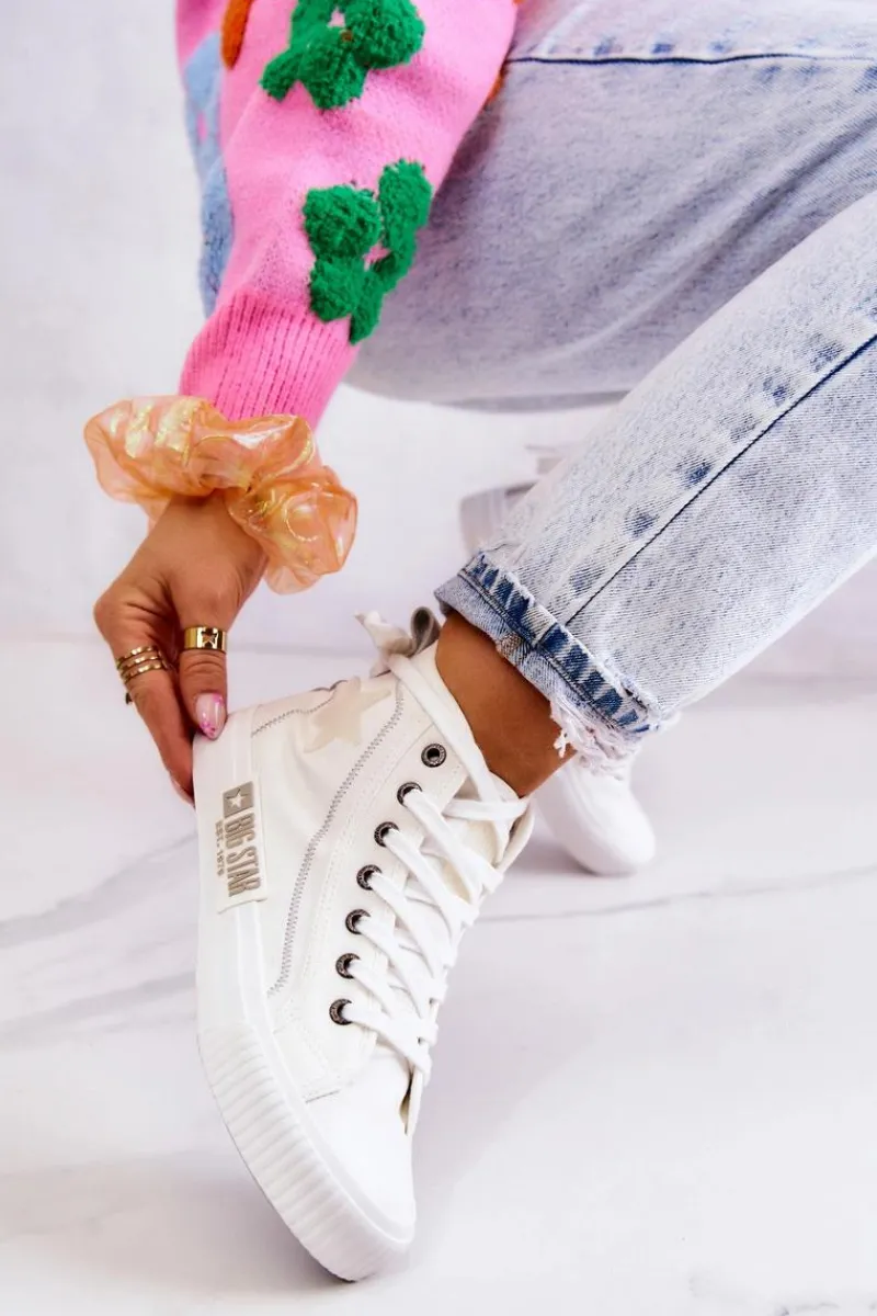 Trampki Damskie Big Star|Trampki Damskie Wysokie>Big Star Shoes Klasyczne Wysokie Trampki Big Star JJ274379 Białe