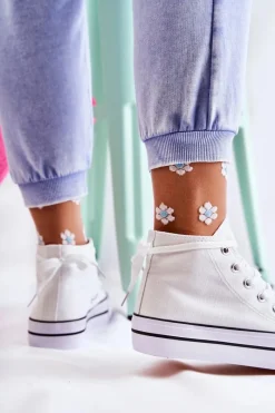 Hot Klasyczne Wysokie Trampki Wiązane Białe Volterro Damskie Trampki Damskie Wysokie