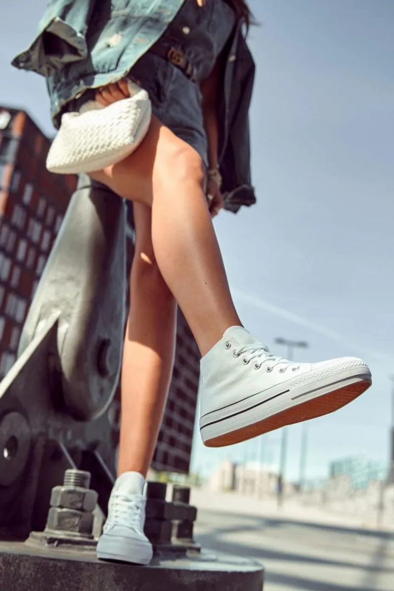 Hot Klasyczne Wysokie Trampki Wiązane Białe Volterro Damskie Trampki Damskie Wysokie