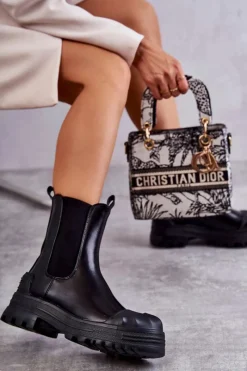 Sale Boto Klasyczne Wysokie Workery Botki Czarne Bassti