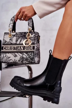 Sale Boto Klasyczne Wysokie Workery Botki Czarne Bassti