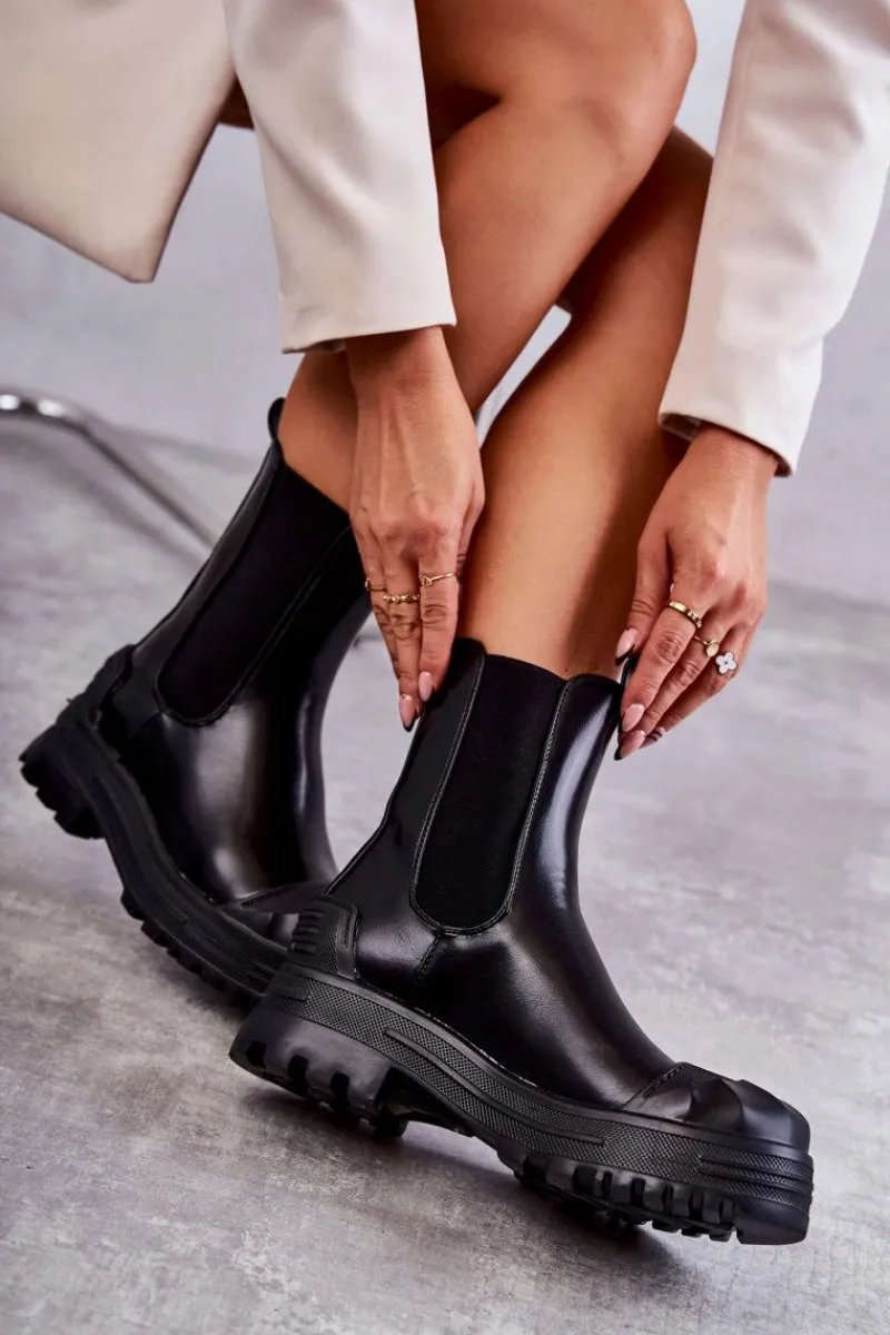 Sale Boto Klasyczne Wysokie Workery Botki Czarne Bassti