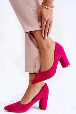 Czółenka Zamszowe|Czółenka Na Słupku>Boto Klasyczne Zamszowe Czółenka Na Słupku Fuksja Kendra