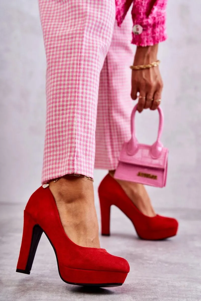 Clearance Klasyczne Zamszowe Czółenka Na Obcasie Czerwone Soro Damskie Czółenka Na Platformie|Czółenka Zamszowe