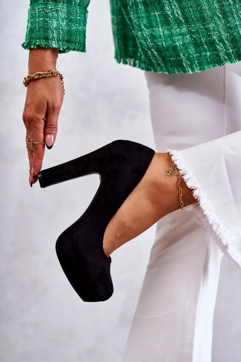 Best Boto Klasyczne Zamszowe Czółenka Na Obcasie Czarne Soro