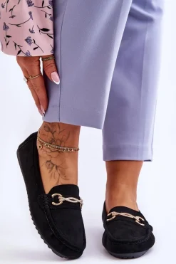 New Klasyczne Zamszowe Mokasyny Z Ozdobą Czarne Amera Damskie Mokasyny Damskie Zamszowe