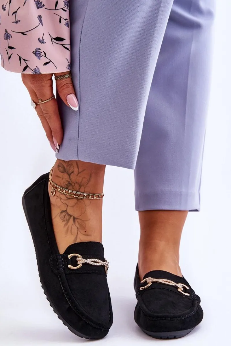 New Klasyczne Zamszowe Mokasyny Z Ozdobą Czarne Amera Damskie Mokasyny Damskie Zamszowe