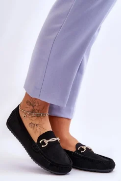 New Klasyczne Zamszowe Mokasyny Z Ozdobą Czarne Amera Damskie Mokasyny Damskie Zamszowe