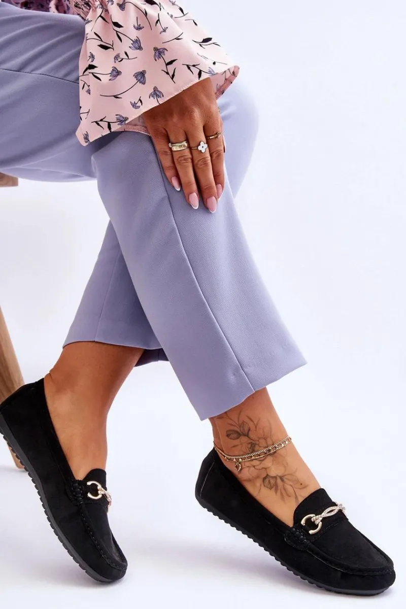 New Klasyczne Zamszowe Mokasyny Z Ozdobą Czarne Amera Damskie Mokasyny Damskie Zamszowe