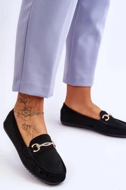New Klasyczne Zamszowe Mokasyny Z Ozdobą Czarne Amera Damskie Mokasyny Damskie Zamszowe