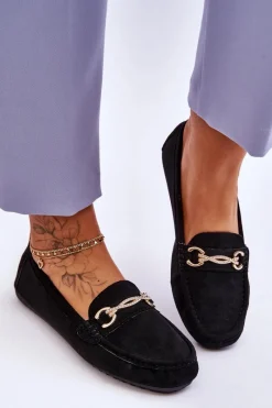 New Klasyczne Zamszowe Mokasyny Z Ozdobą Czarne Amera Damskie Mokasyny Damskie Zamszowe