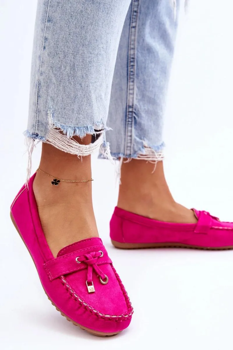Best Klasyczne Zamszowe Mokasyny Fuksja Good Time Damskie Loafersy Damskie|Mokasyny Damskie Zamszowe