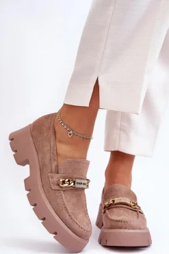 Mokasyny Na Platformie|Mokasyny Damskie Zamszowe></noscript>Boto Klasyczne Zamszowe Mokasyny Na Masywnej Platformie Brązowe Catch Me!