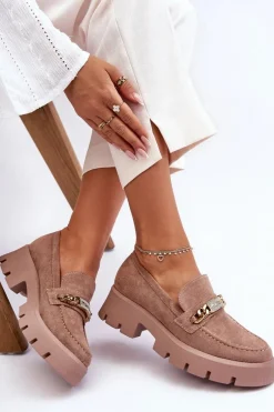 Mokasyny Na Platformie|Mokasyny Damskie Zamszowe></noscript>Boto Klasyczne Zamszowe Mokasyny Na Masywnej Platformie Brązowe Catch Me!