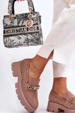 Mokasyny Na Platformie|Mokasyny Damskie Zamszowe></noscript>Boto Klasyczne Zamszowe Mokasyny Na Masywnej Platformie Brązowe Catch Me!