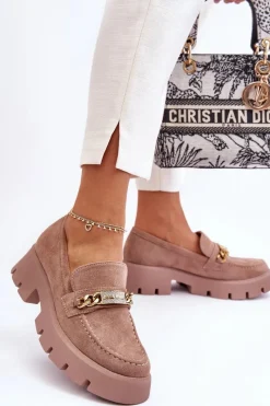 Mokasyny Na Platformie|Mokasyny Damskie Zamszowe></noscript>Boto Klasyczne Zamszowe Mokasyny Na Masywnej Platformie Brązowe Catch Me!