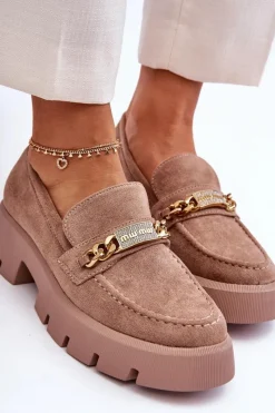 Mokasyny Na Platformie|Mokasyny Damskie Zamszowe></noscript>Boto Klasyczne Zamszowe Mokasyny Na Masywnej Platformie Brązowe Catch Me!