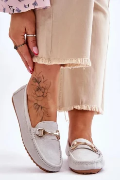 Sale Boto Klasyczne Zamszowe Mokasyny Z Ozdobą Szare Arla