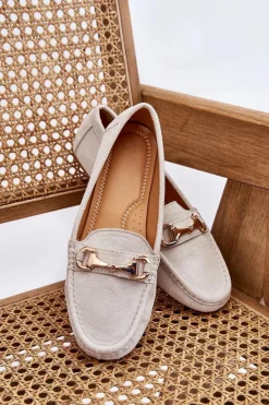 Sale Boto Klasyczne Zamszowe Mokasyny Z Ozdobą Szare Arla