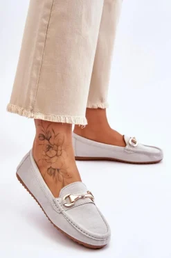 Sale Boto Klasyczne Zamszowe Mokasyny Z Ozdobą Szare Arla