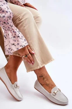 Sale Boto Klasyczne Zamszowe Mokasyny Z Ozdobą Szare Arla