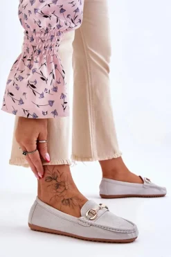 Sale Boto Klasyczne Zamszowe Mokasyny Z Ozdobą Szare Arla