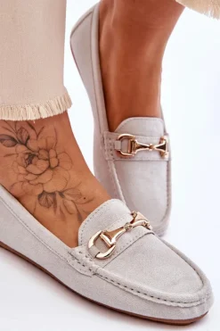 Sale Boto Klasyczne Zamszowe Mokasyny Z Ozdobą Szare Arla