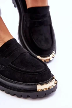 Sale Boto Klasyczne Zamszowe Mokasyny Z Ozdobą Czarne Monaro