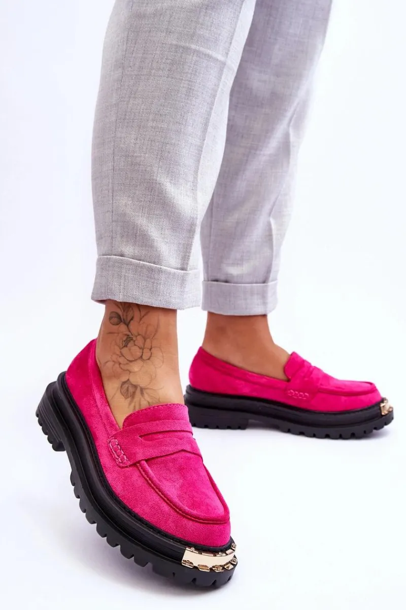 Online Klasyczne Zamszowe Mokasyny Z Ozdobą Fuksja Monaro Damskie Mokasyny Damskie Zamszowe