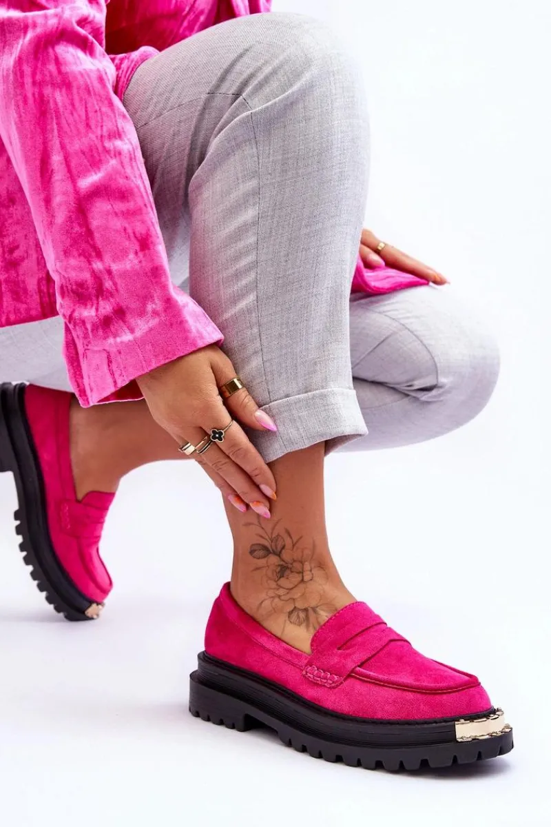 Online Klasyczne Zamszowe Mokasyny Z Ozdobą Fuksja Monaro Damskie Mokasyny Damskie Zamszowe