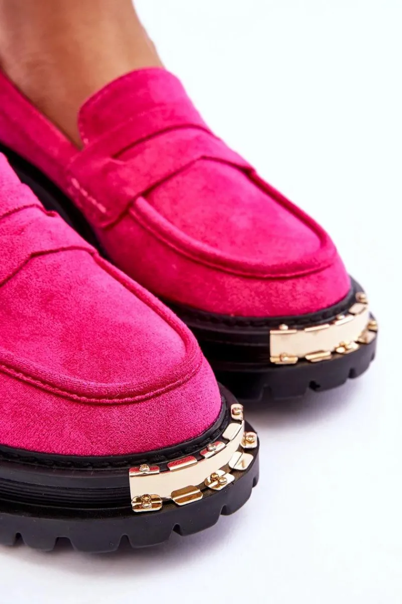 Online Klasyczne Zamszowe Mokasyny Z Ozdobą Fuksja Monaro Damskie Mokasyny Damskie Zamszowe