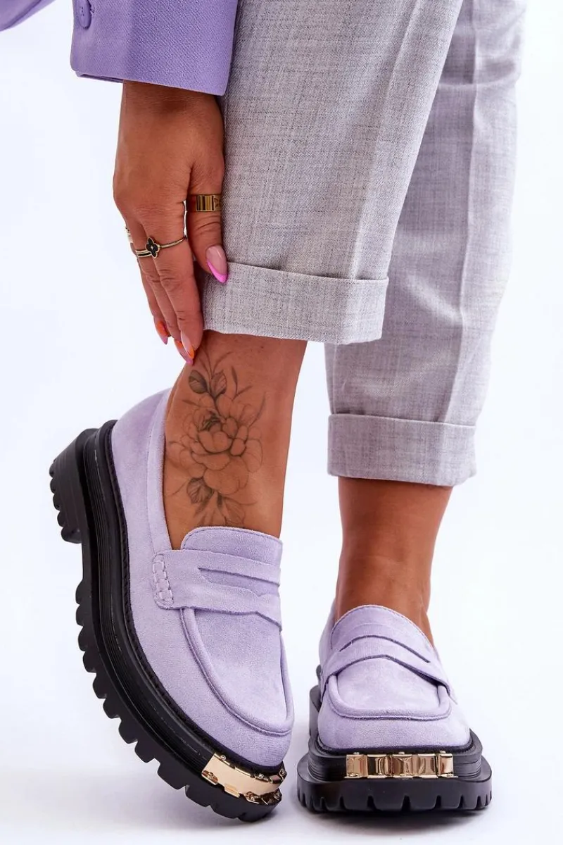 Online Boto Klasyczne Zamszowe Mokasyny Z Ozdobą Fioletowe Monaro