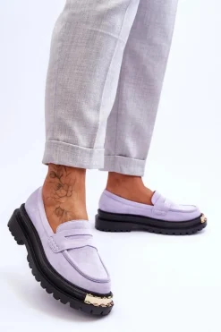 Online Boto Klasyczne Zamszowe Mokasyny Z Ozdobą Fioletowe Monaro