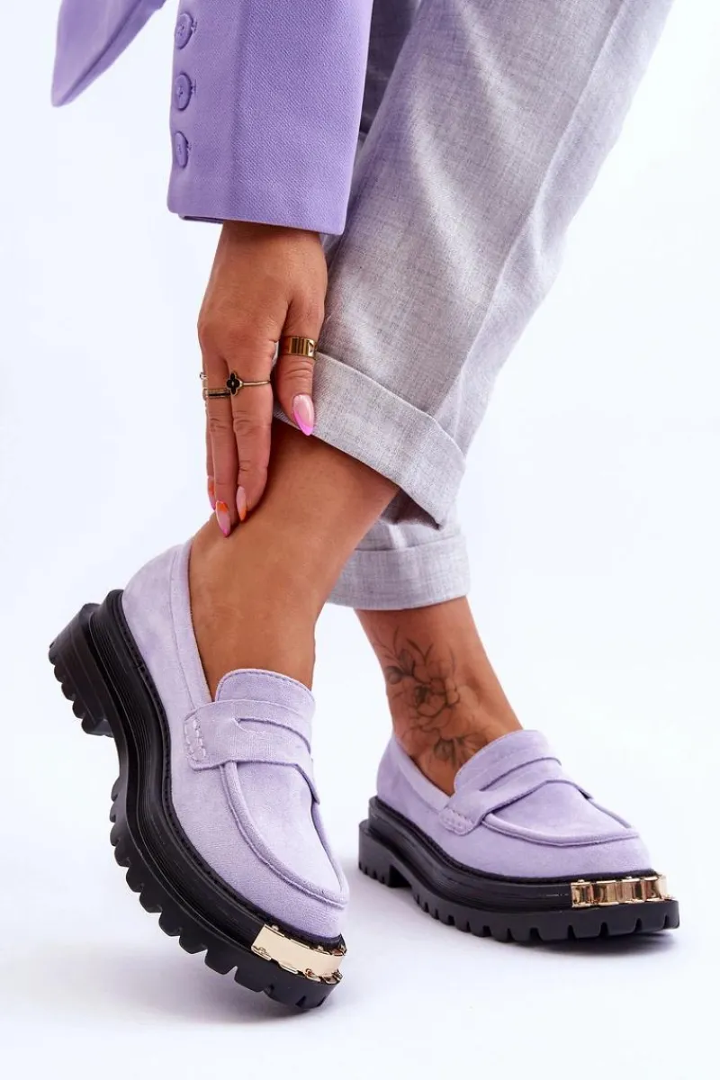 Online Boto Klasyczne Zamszowe Mokasyny Z Ozdobą Fioletowe Monaro