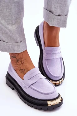 Online Boto Klasyczne Zamszowe Mokasyny Z Ozdobą Fioletowe Monaro