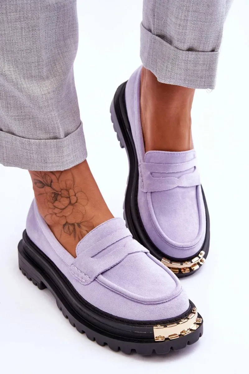 Online Boto Klasyczne Zamszowe Mokasyny Z Ozdobą Fioletowe Monaro