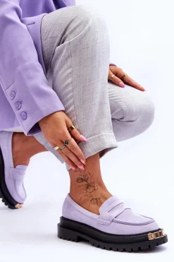 Online Boto Klasyczne Zamszowe Mokasyny Z Ozdobą Fioletowe Monaro